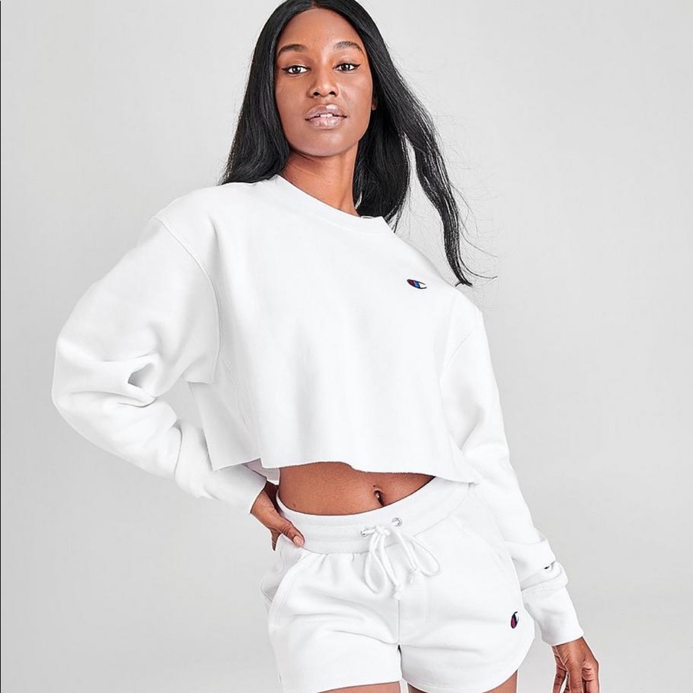 Champion White Crop Sweatshirt